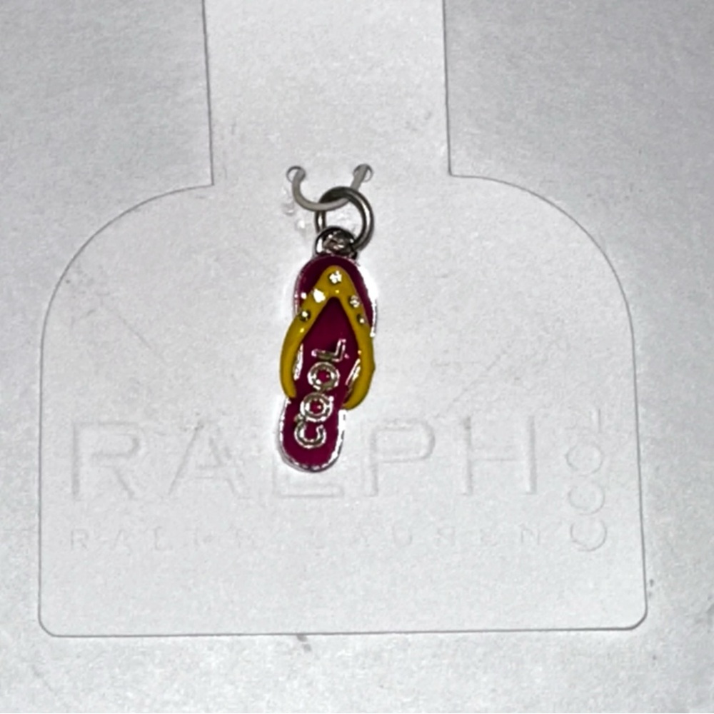 Ralph Lauren Red and Yellow Flip Flop COOL Charm with Rhinestones